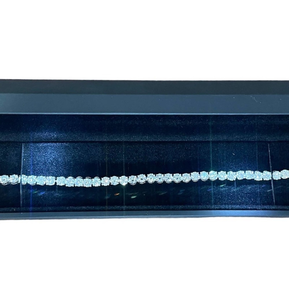 Moissanite Tennis Bracelet 2mm 7 Inch 18k 925 Brilliant Round Cut Gra Certified